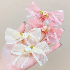 Mesh Bow Flowers Hair Clips for Girls Party Accessories