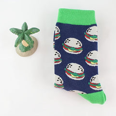 Hamburger Print Socks Women's Mid Tube Stockings