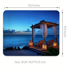 Night Time Serene Dock Lights Mouse Pad Non Slip Rubber Base