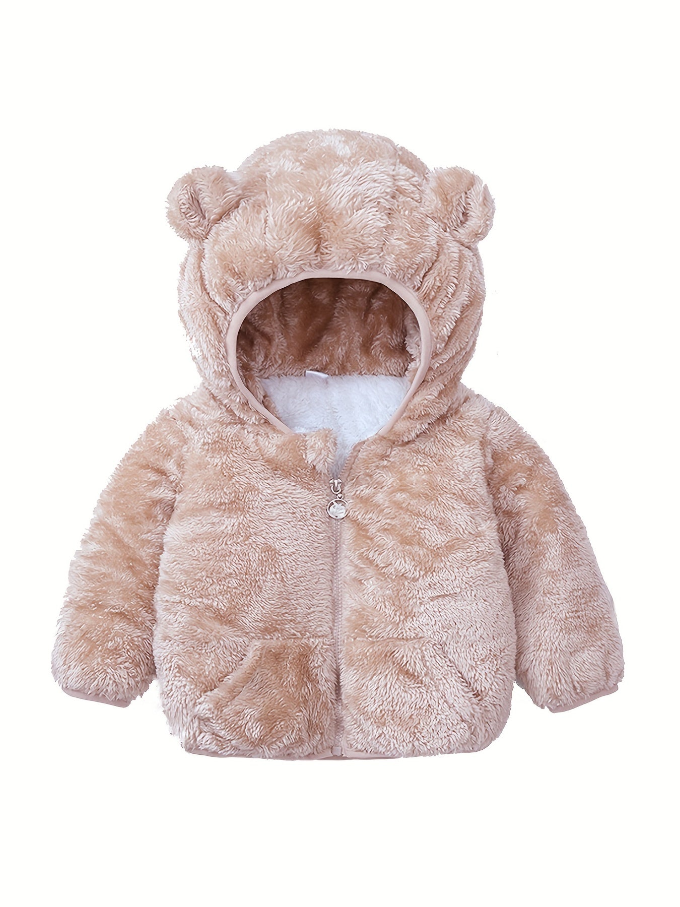 Infant Double Layer Fleece Hooded Jacket Zipper Coat