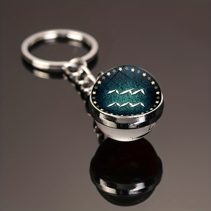 12 Constellation Crystal Glass Alloy Key Chain Delicate Gift