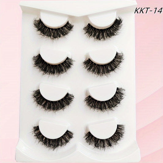 4 Pairs 8D Faux Mink False Eyelashes Fluffy Wispy Thick Eye Lashes