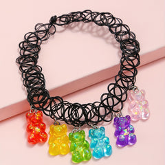 Girls 6 Bear Pendant Necklace Gift For Children Kids Accessories