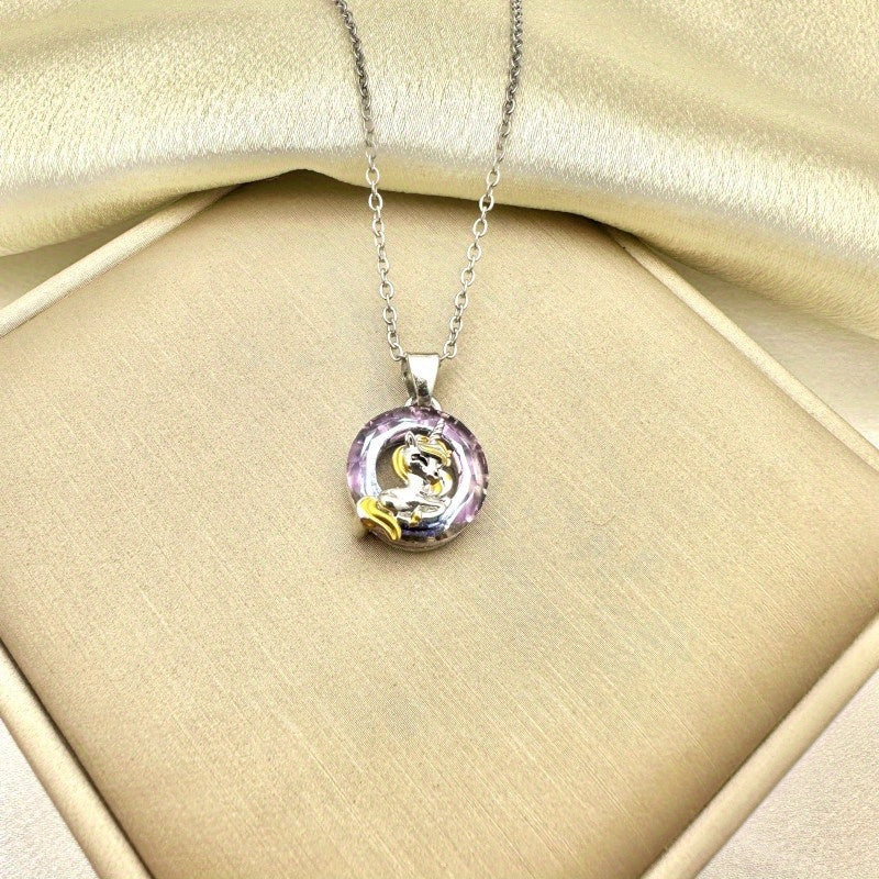 Cartoon Unicorn Pendant Necklace for Kids