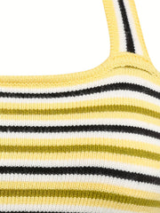 Y2K Striped Backless Halter Top