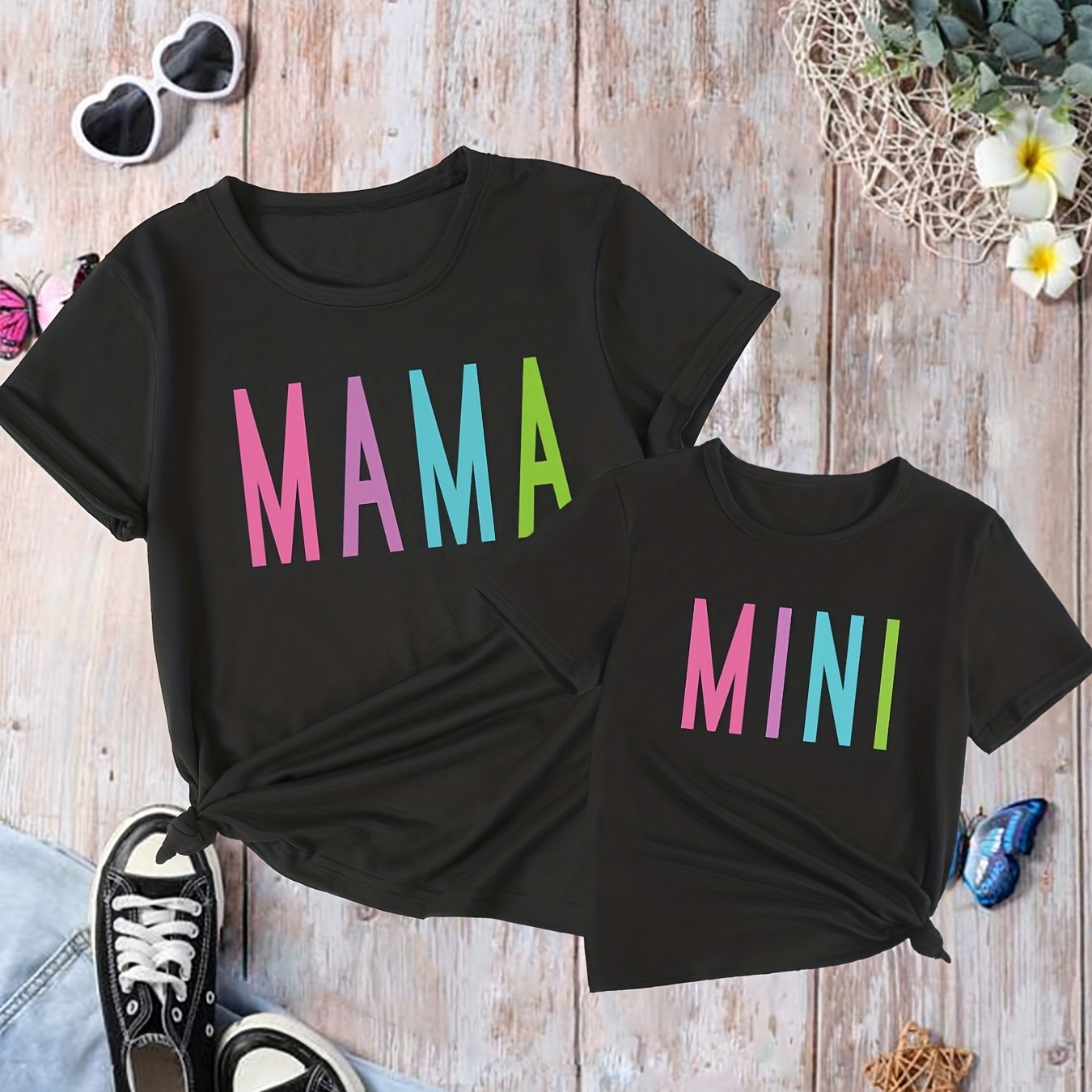 Matching Mama & Mini Tee Set for Family Fun Short Sleeve Tops