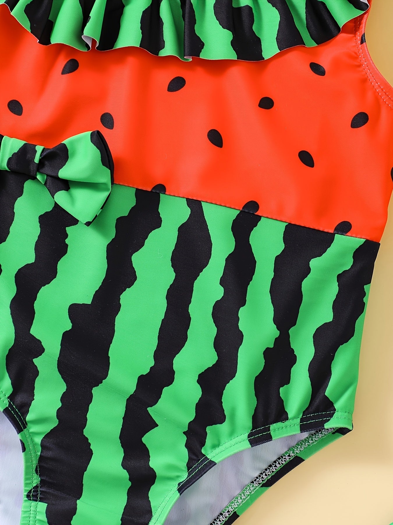 Girls Watermelon Ruffle Trim 1 piece Swimwear Beachwear