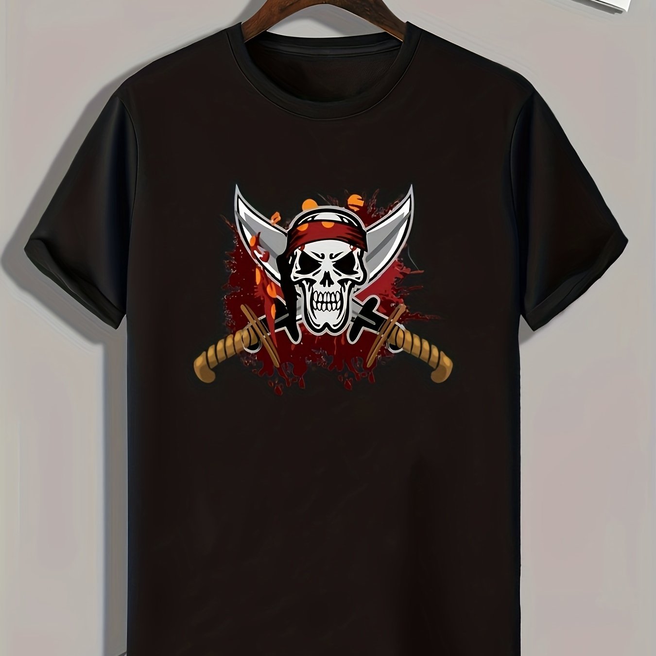 Skull Print Men's Sports T shirt Outdoor Fitness Tee