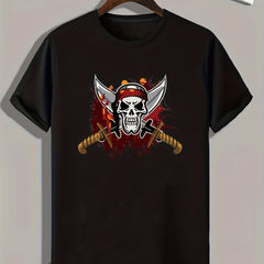 Skull Print Men's Sports T shirt Outdoor Fitness Tee