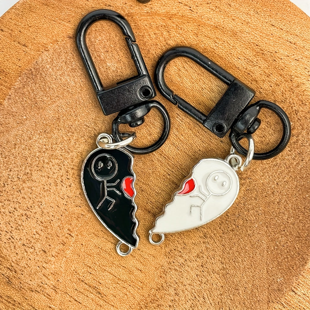 2pcs Heart Keychain Set for Bags Purses Car Keys