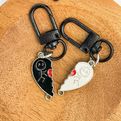 2pcs Heart Keychain Set for Bags Purses Car Keys
