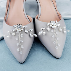Crystal Pearl Rhinestone Shoe Clips for Wedding Party
