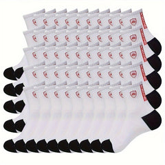 50 Pairs Men's Mid Crew Sport Socks Sweat Absorbing Comfy Breathable