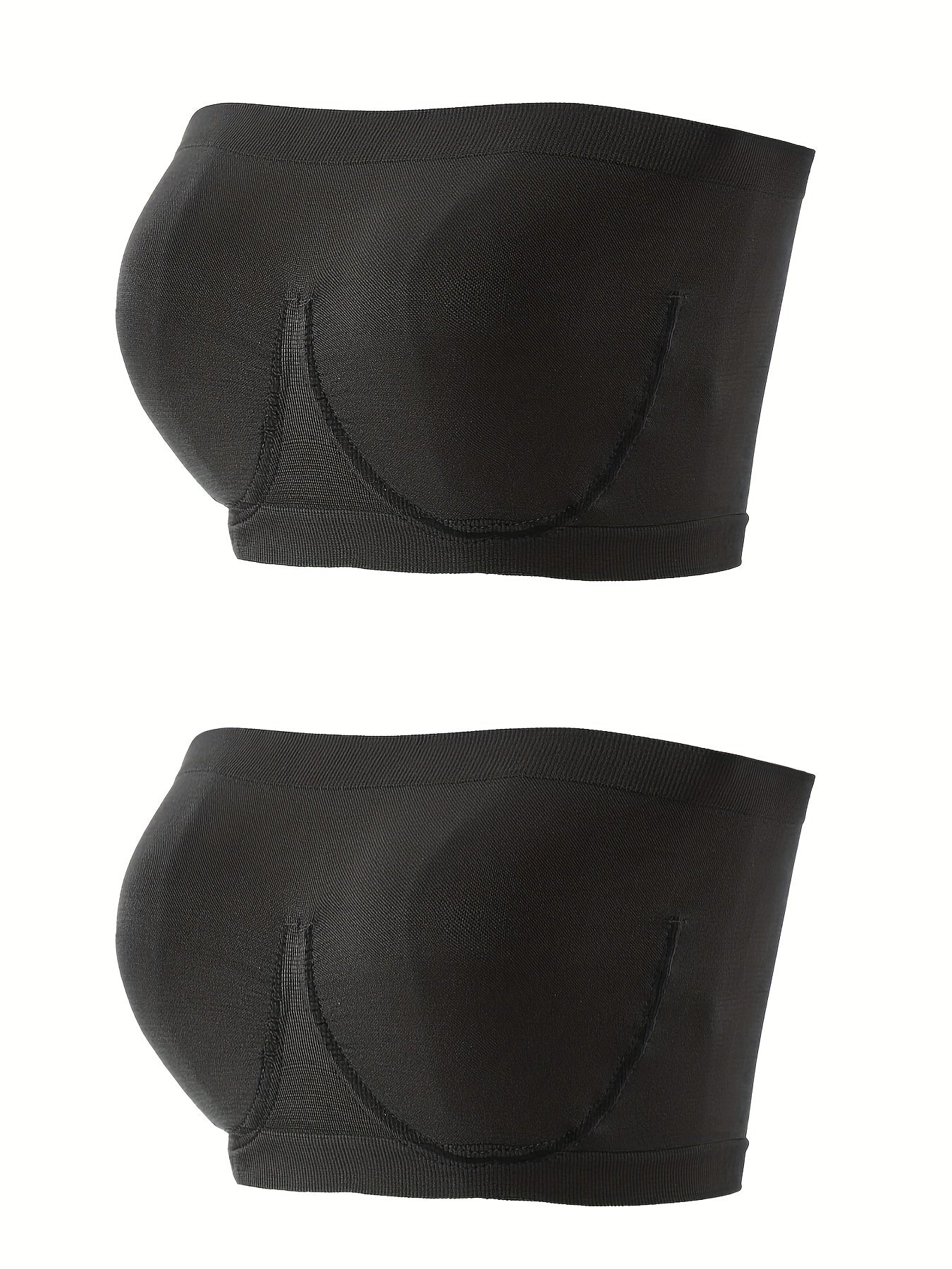 2pcs Seamless Bandeau Bras Soft Strapless Stretch Everyday Bra Women's Lingerie