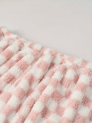 Checkered Print Flannel Warm Home Wear Pants