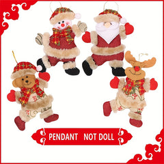 4pcs Christmas Tree Pendants Dancing Old Man Snowman Deer Bear Puppet