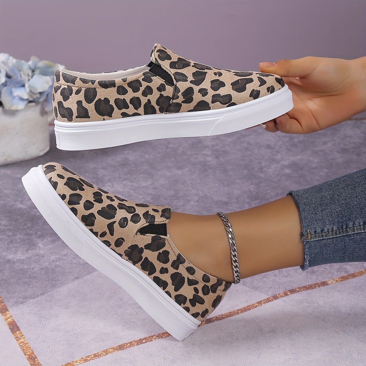 Leopard Print Slip On Flatform Shoes - Comfy & Casual
