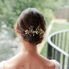 Golden Flower Wedding Hair Comb Bridal Hair Piece