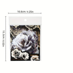 10pcs Ink Dyed Flower Series Vintage Floral Stickers Pack