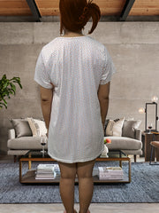 Floral Print Round Neck Short Sleeve Loungewear Dress