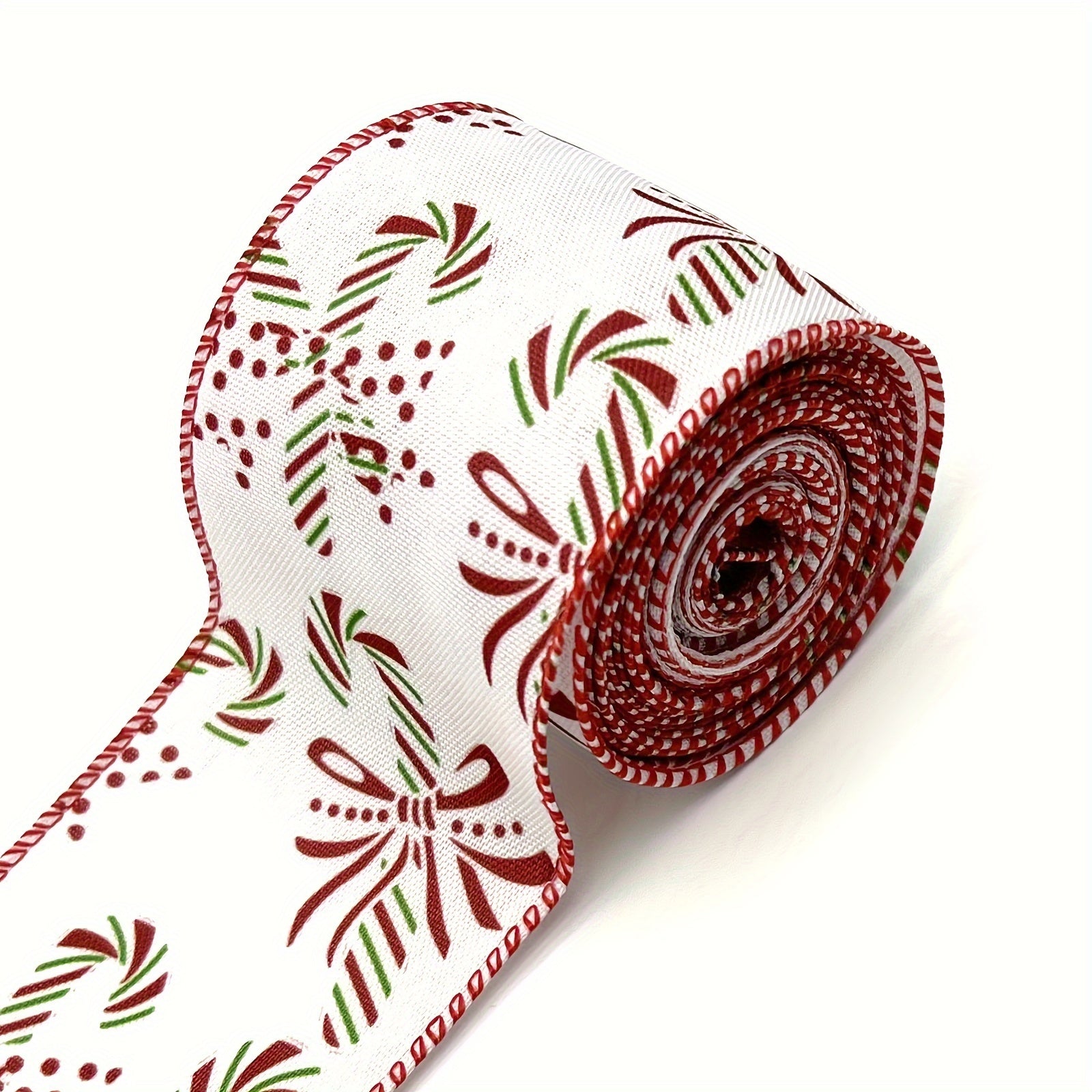 Christmas Candy Peppermint Wired Edge Ribbon Burlap Ribbon DIY Craft