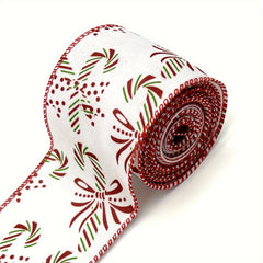Christmas Candy Peppermint Wired Edge Ribbon Burlap Ribbon DIY Craft