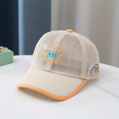 Boys Hi Letter Embroidered Mesh Baseball Cap Adjustable Sun Hat