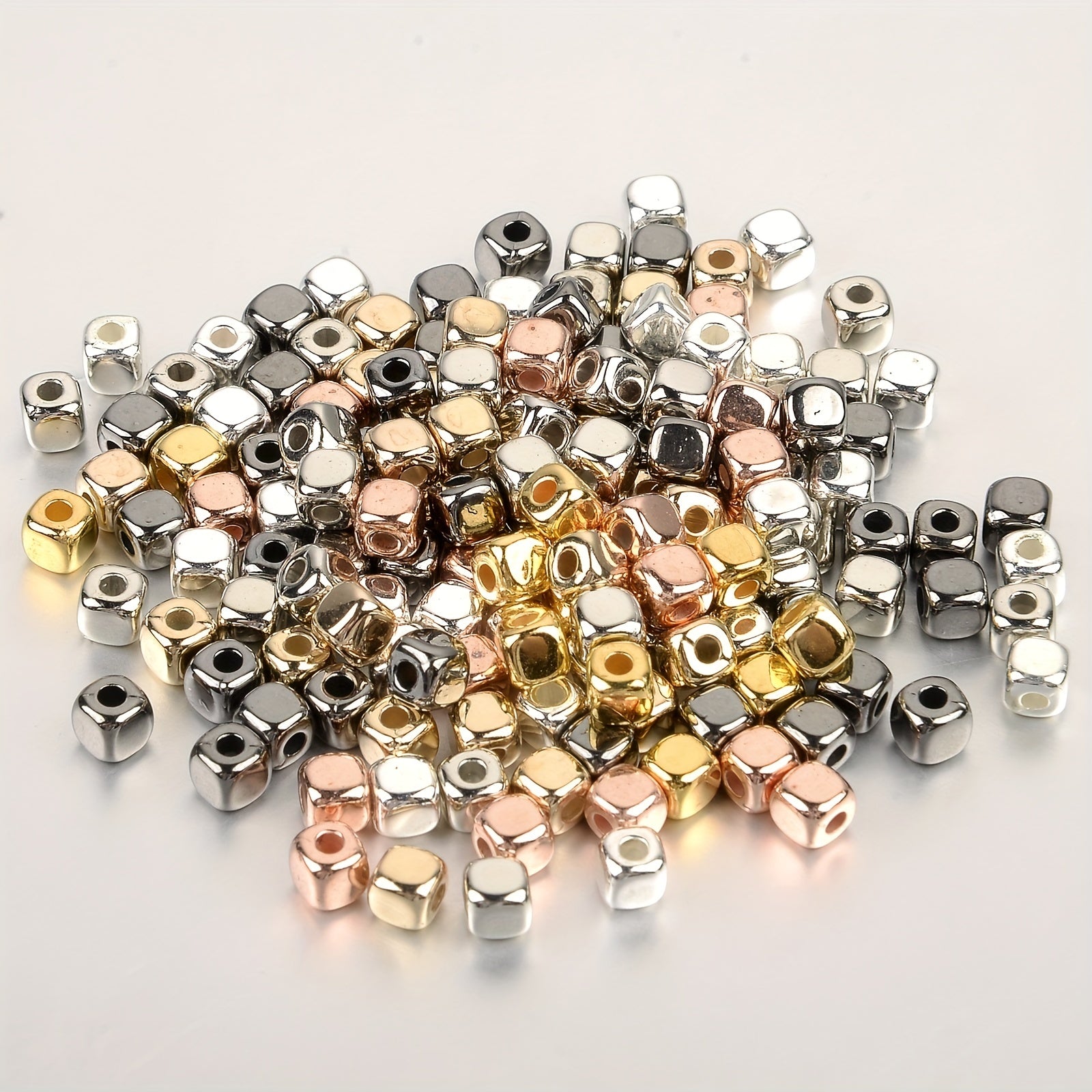 100pcs 3 4mm CCB Square Loose Spacer Beads Rose Golden Seed Beads