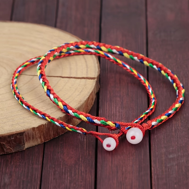 2 Pcs Colorful Rope Bracelet Good Luck Couple Holiday Gift