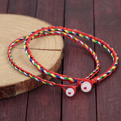 2 Pcs Colorful Rope Bracelet Good Luck Couple Holiday Gift