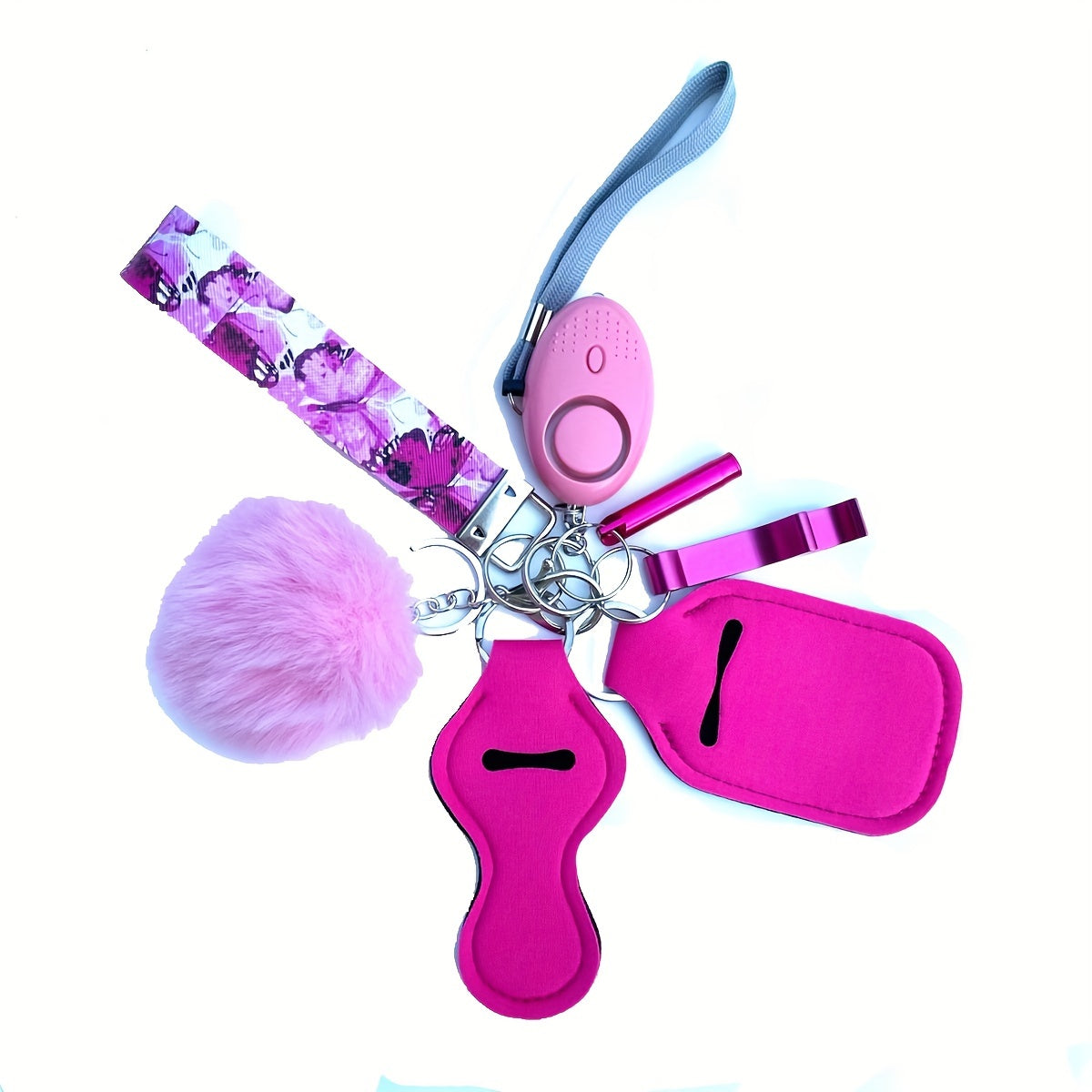 8pcs Women's & Children's Defense Keychain Alarm Whistle Hand Sanitizer Set