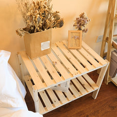 2 Tier Wooden End Table for Living Room and Bedroom, Easy Assembly