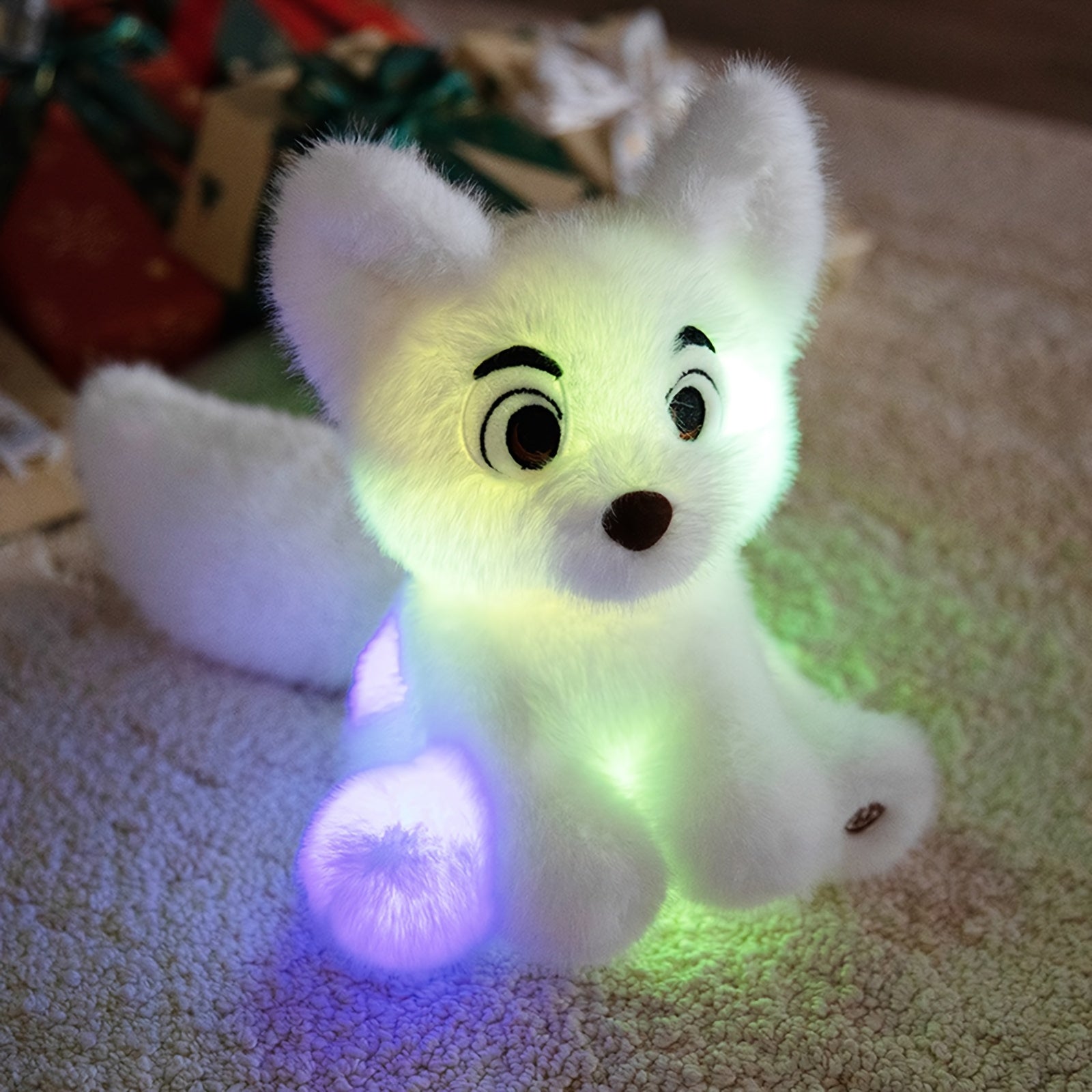 Glow in the Dark Plush Fox Toy with LED Light Soft Stuffed Animal Night Light