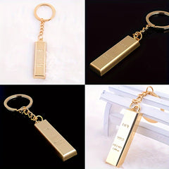 Metal Faux Golden Bar Keychain Funny Gift Men Women