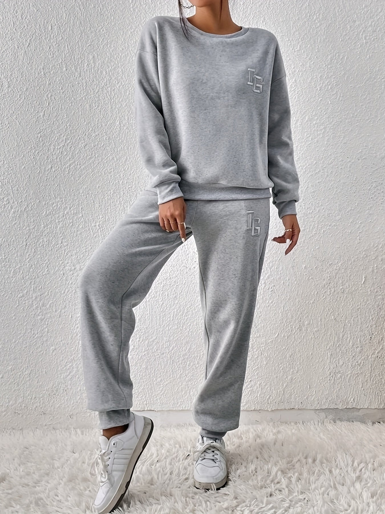 Casual Letter 2pc Set Sweatshirt & Jogger Pants Women's Outfit