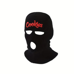 Unisex Thermal 3 Hole Balaclava Hat Cookies Embroidered Full Face Covering