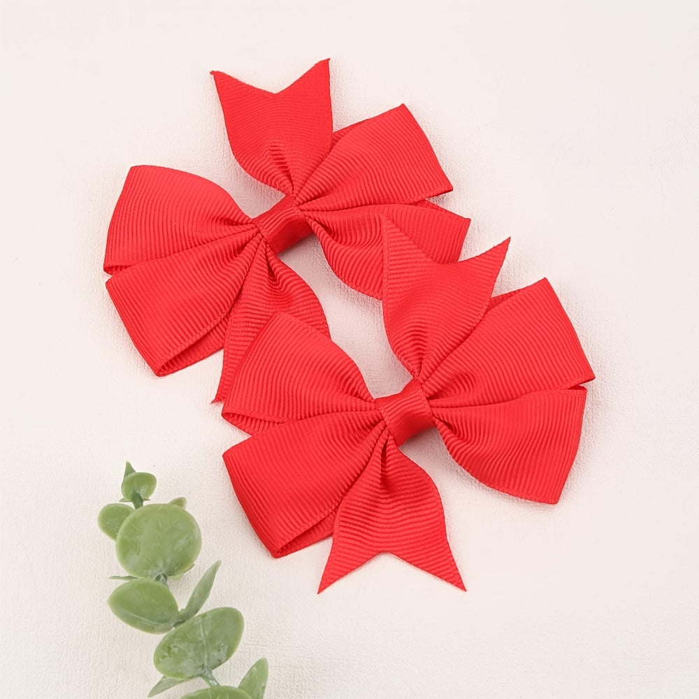 2PCS Baby Girls Grosgrain Ribbon Hair Bows Boutique Pinwheel Bow Hair Clips