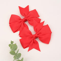 2PCS Baby Girls Grosgrain Ribbon Hair Bows Boutique Pinwheel Bow Hair Clips