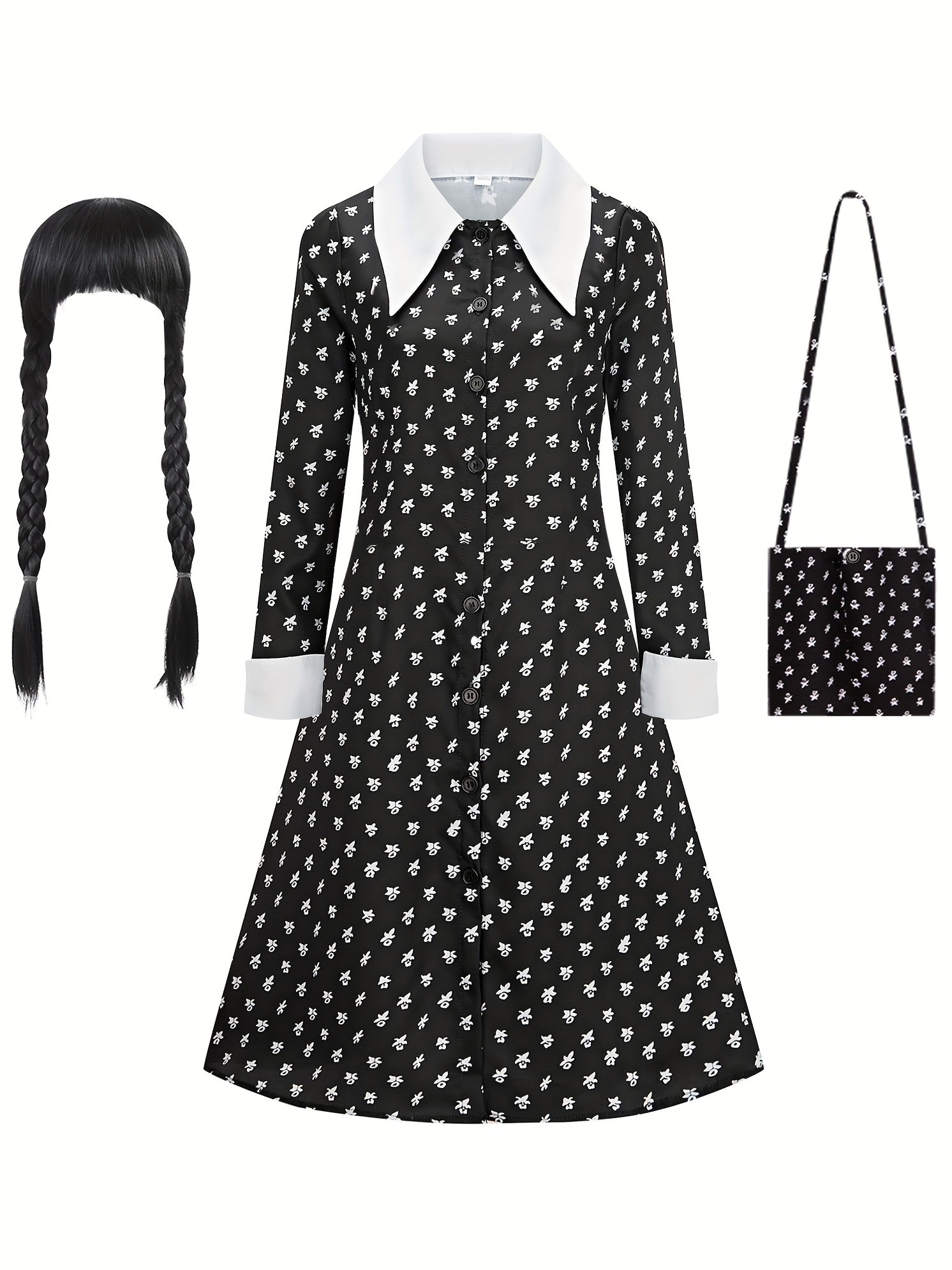 Kids Girls TV Series Princess Costume Dress Set with Wig & Necklace