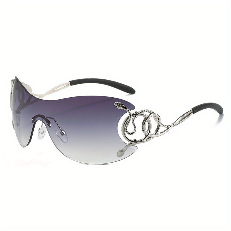 Snake Temple Sunglasses Gradient Rimless UV400