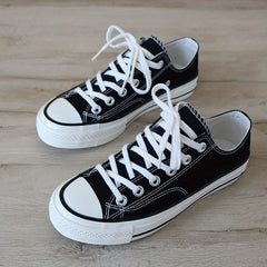 Women's Canvas Lace Up Flat Shoes Low Round Toe Casual Outdoor Sporty Shoes