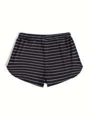 Striped Print Drawstring Shorts Casual Summer Shorts