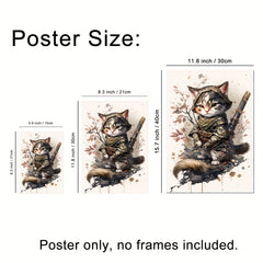 Baby Cat Samurai Watercolor Wall Stickers Nursery Decor