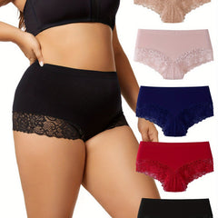 5 Pack Plus Size Lace Seamless High Stretch Briefs