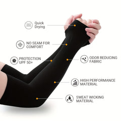 2pcs Men's Tight Arm Guard Long Ice Sleeve Sunscreen Sleeve UV Protection