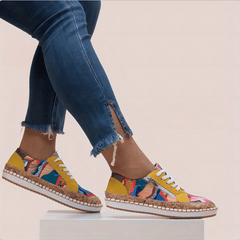 Colorblock Print Low Top Skate Shoes Lace Up Walking Sneakers