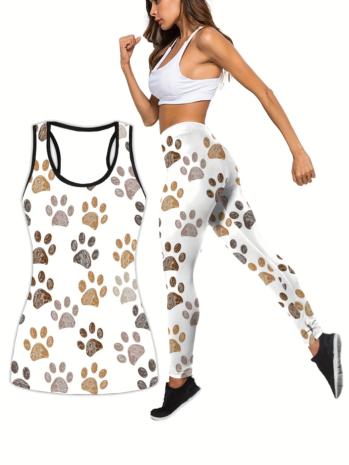 Dog Paw Tank Top & Leggings Set