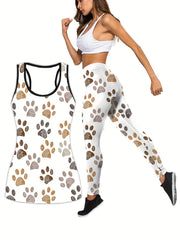 Dog Paw Tank Top & Leggings Set