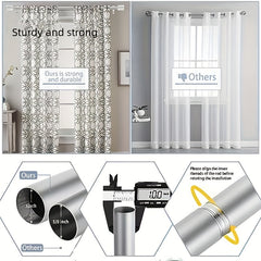 Heavy Duty Silver Curtain Rod, 2" Diameter, Adjustable Modern Drapery Rod