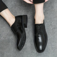 Men's Brogue Carved Oxford Shoes for Wedding Business
